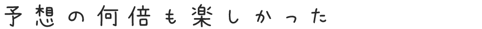 予想の何倍も楽しかった